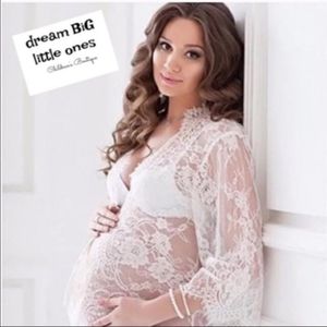 Maternity lace photo prop robe kimono new